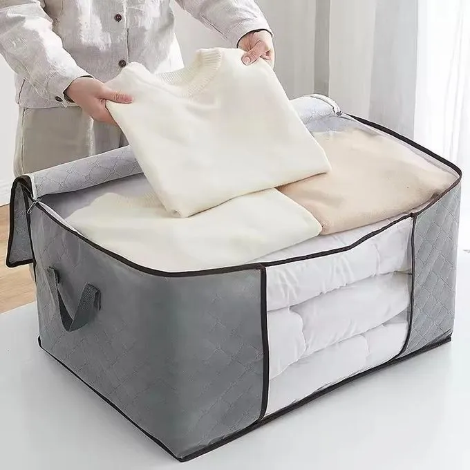 1pc New Arrival Clothes Storage Bag Clothes Organizer Big Capacity Duvet Blanket Storage Box Sorting Bags Dustproof Closet Under-Bed Moisture Proof Suitable For Blankets Foldable With Sturdy Zipper