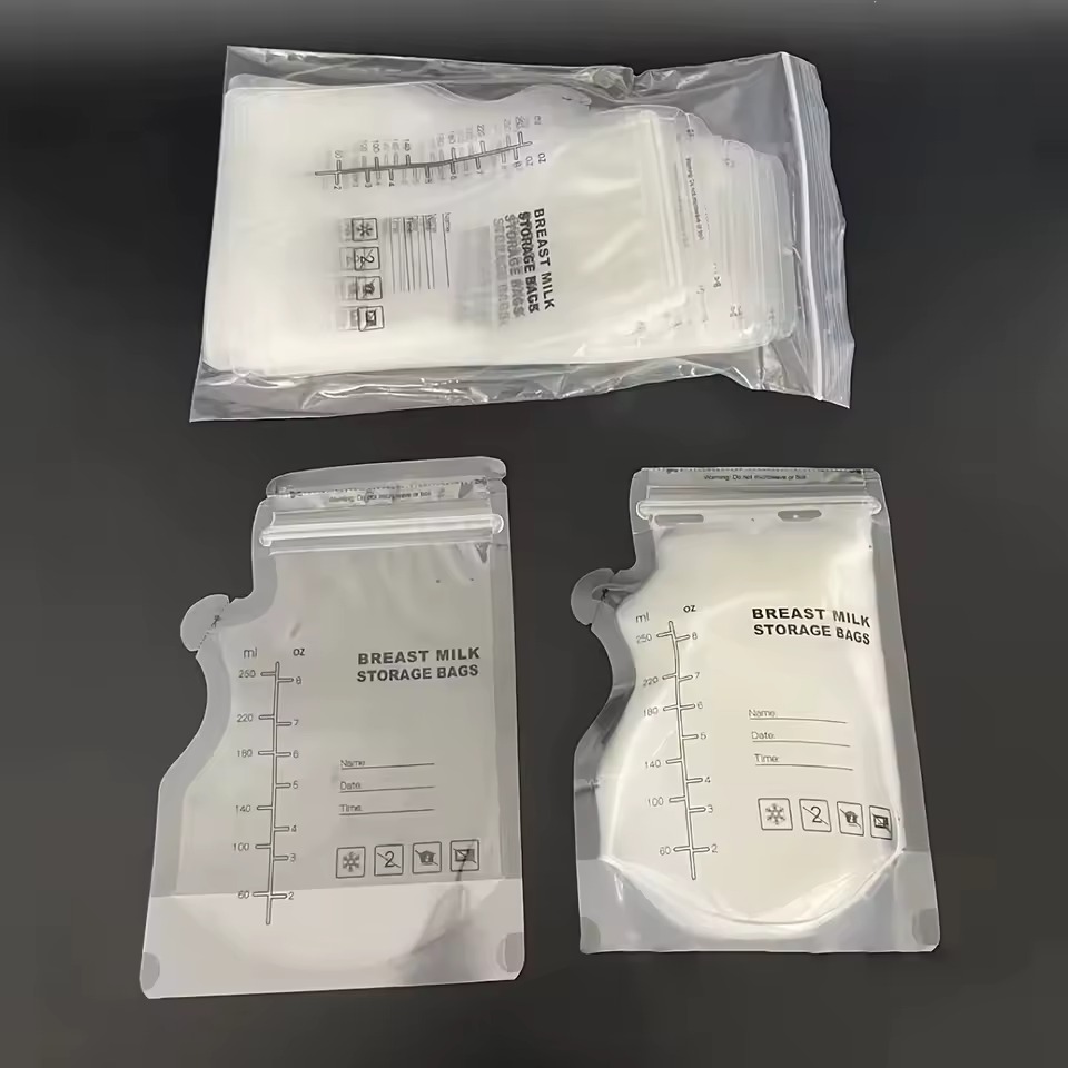 Breast milk Storage Bags 30pcs/Bag Large Capacity Breastmilk Freezer Bags for Refrigeration Freezing Pumping Breastfeeding accessory Portable Self Standing Pre-Sterilised Leakproof Baby Milk Bags-