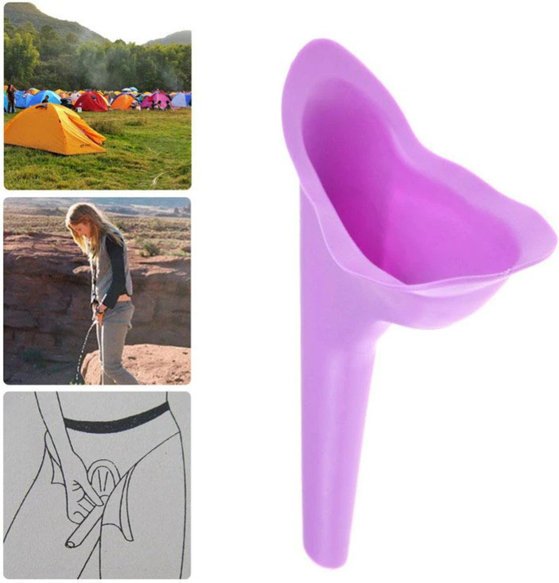 Female Urination Device, Reusable Female Urinal Silicone Women Pee Funnel Allows Women to Pee Standing Up, The Perfect Companion for Camping,Outdoor,Travel -Female Urinal, Reusable-