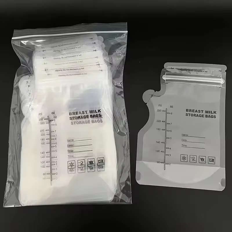 Breast milk Storage Bags 30pcs/Bag Large Capacity Breastmilk Freezer Bags for Refrigeration Freezing Pumping Breastfeeding accessory Portable Self Standing Pre-Sterilised Leakproof Baby Milk Bags-