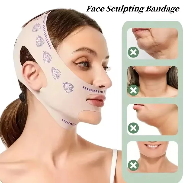 Chin Cheek Slimming Bandage V Shaper Lifting Mask Face Lifting Anti Wrinkle Strap Band Sleeping Mask Beauty Health-V-Shape Firming Face-lift Slimming Mask Removal Masseter Fat Burning Anti-aging -