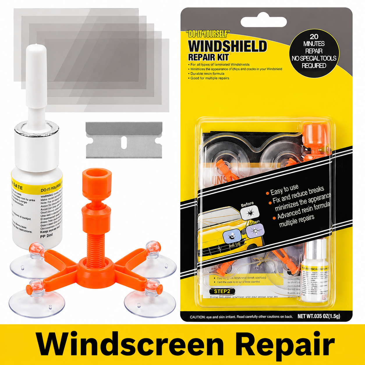 Windscreen Crack Repair Tool Kit Automotive Glass Nano Repair Fluid-Car Windshield Repair Resin Cracked Glass Repair Kit,Glass Corrector Set, Crack Repairing For Car Broken Glass Repair Fluid -