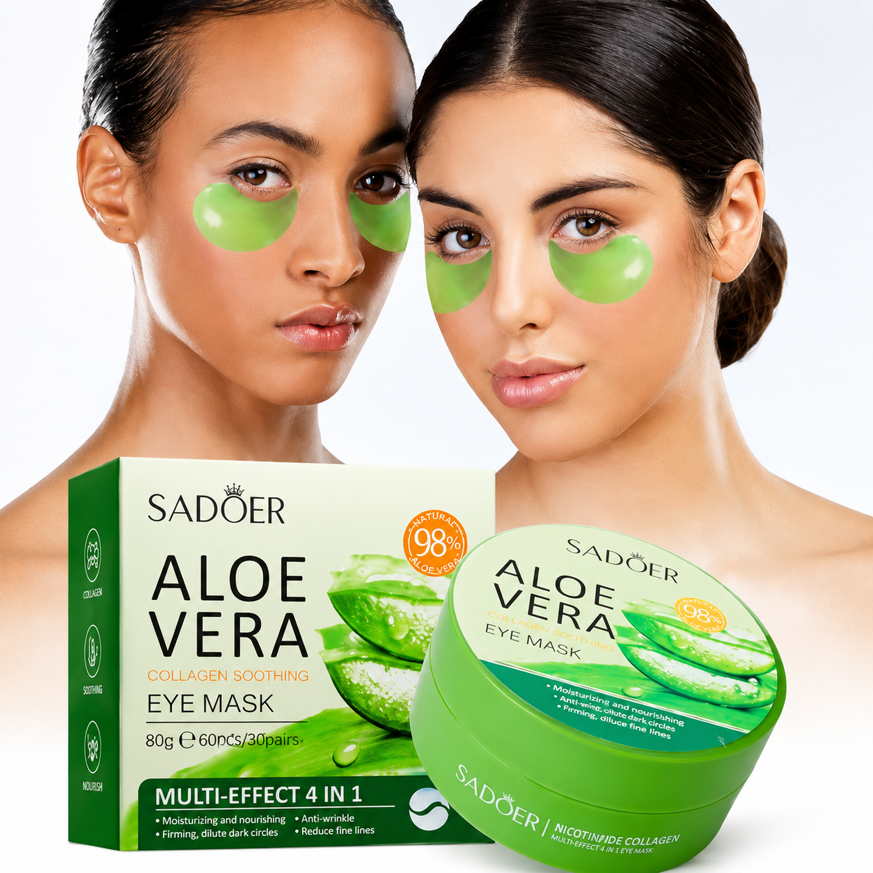 Eye Pads, Anti-aging 60 Pieces Eye Patches, Aloe Vera & Collagen Eye Pads for Eye Dark Circles, Eye Mask with Aloe Vera, Anti-Ageing Eye Patches, Removing Wrinkles, Puffiness and Puffiness,wrinkles-