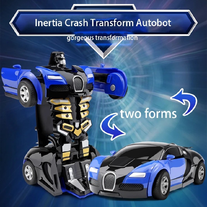 Car Toys Transforming Robot With One Click Automatic Shape Conversion Boy Gift Toy Car Bugatti Veyron Parent Child Interaction Model Car,Robot Action Figure Model Kid Puzzle -