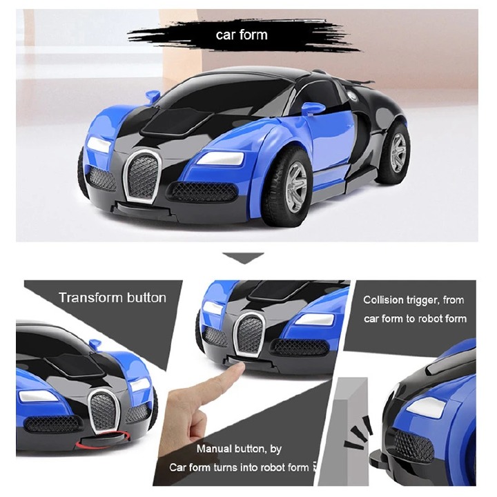 Car Toys Transforming Robot With One Click Automatic Shape Conversion Boy Gift Toy Car Bugatti Veyron Parent Child Interaction Model Car,Robot Action Figure Model Kid Puzzle -