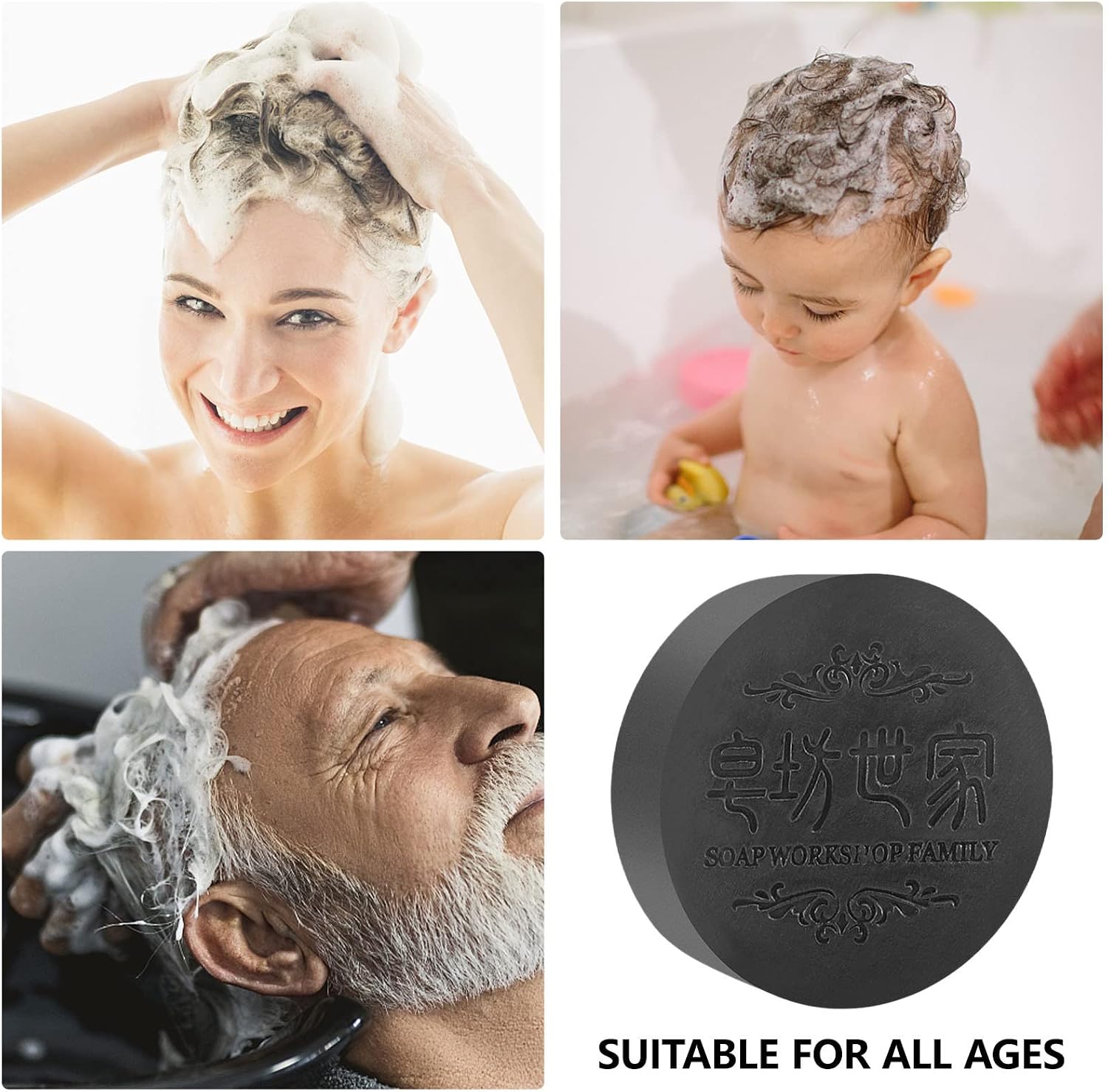 Polygonum Multiflorum Natural Hair Darkening Shampoo Soap, Repair Grey White Hair, Color Dye-for Face, Hair and Body Organic Black Soap to Moisturize and Repair Damages For All Ages Men and Women,80G.