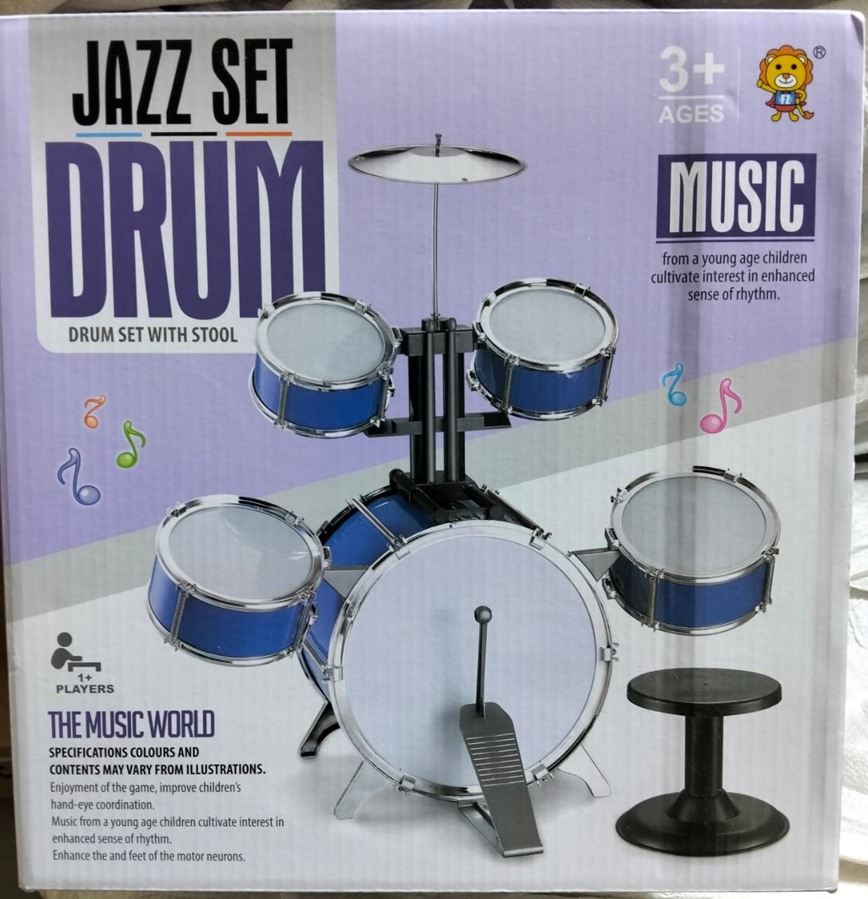 1pc Kids' Jazz Drum Set with Stool 🥁