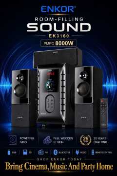 ✨1pc Enkor 3.1 Channel Multimedia Speaker System (Model: EK3160)