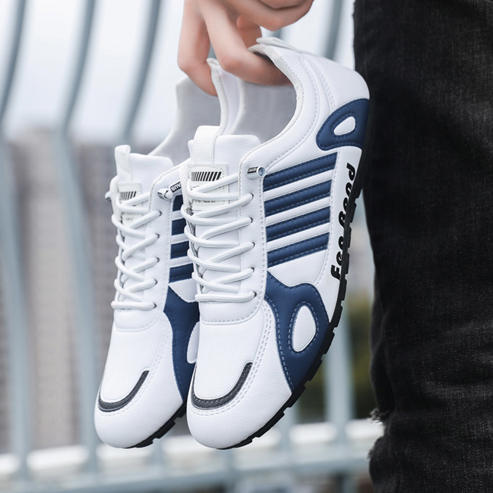 Thor Large size 41-46 Men's casual PU artificial leather running shoes sneakers single shoes students athletic sports white shoes