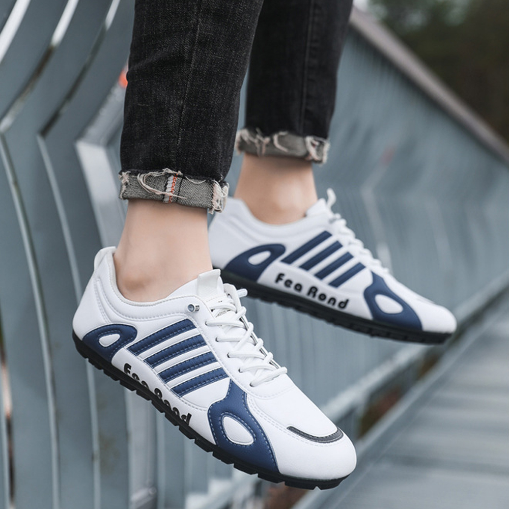 Thor Large size 41-46 Men's casual PU artificial leather running shoes sneakers single shoes students athletic sports white shoes