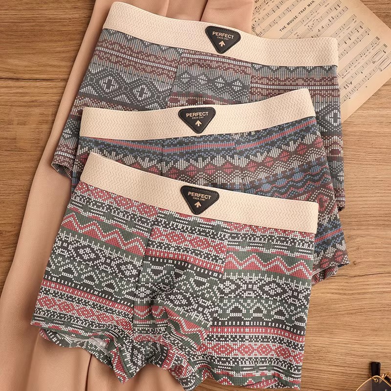 3Pcs size XL-4XL Men's fashion clothes students Clothing underwear high elastic boxer briefs boys mid-waist Gym running sports briefs Dad intimate wear