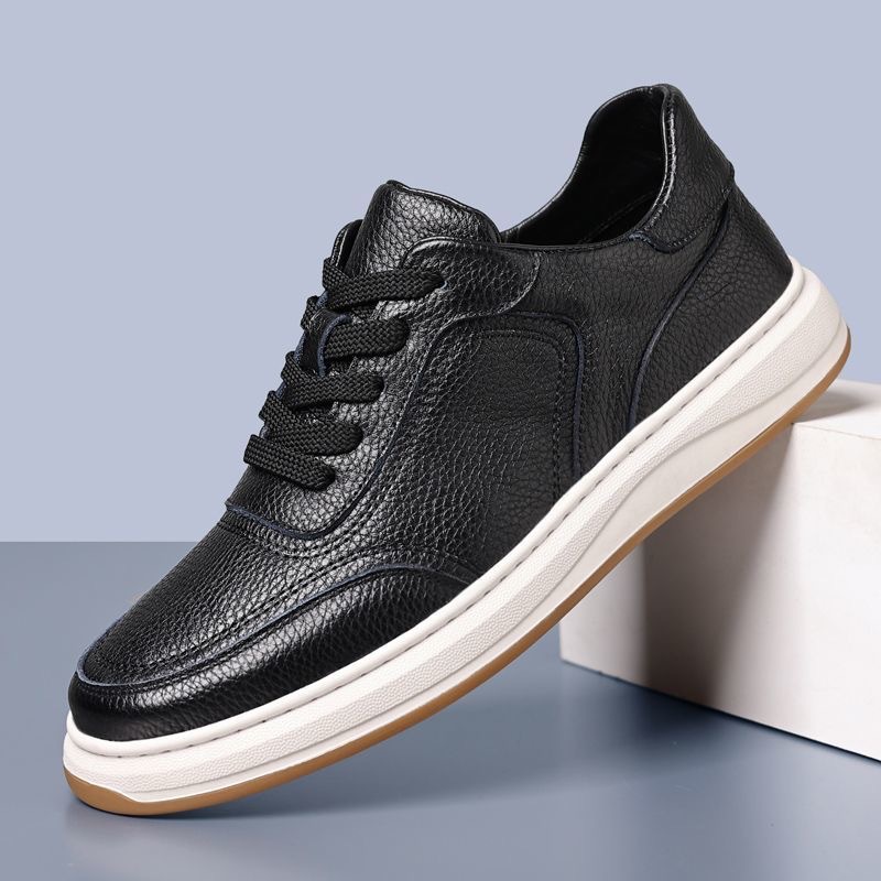 Size 41-44 Men's casual artificial leather shoes boys single shoes Daddy business lace-up shoes students PU Leather driving shoes black work shoes
