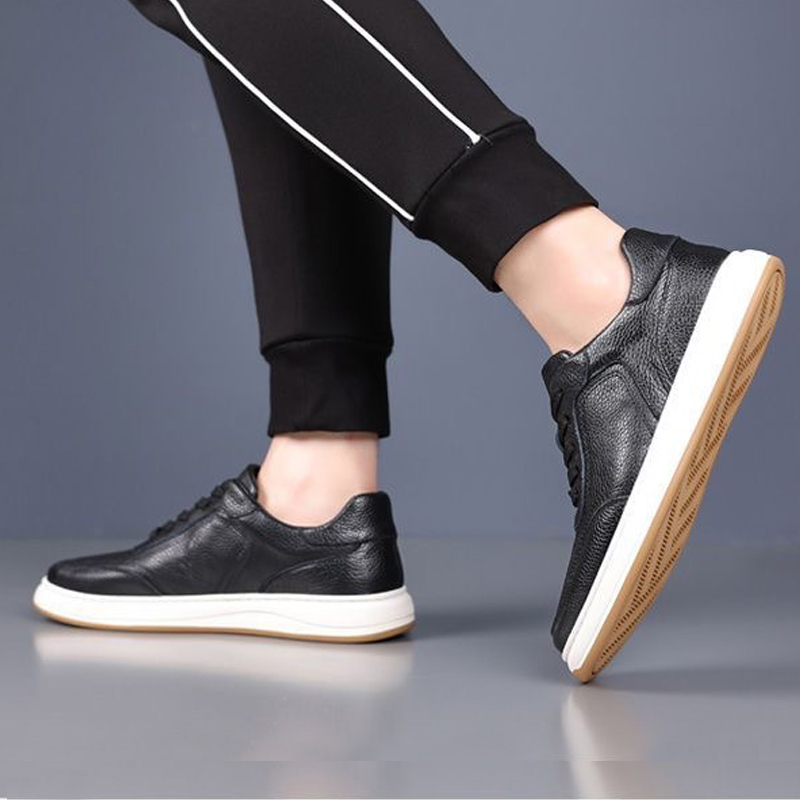 Size 41-44 Men's casual artificial leather shoes boys single shoes Daddy business lace-up shoes students PU Leather driving shoes black work shoes