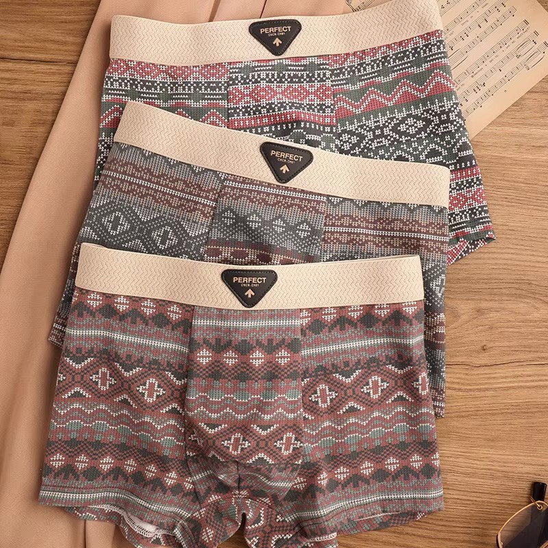 3Pcs size XL-4XL Men's fashion clothes students Clothing underwear high elastic boxer briefs boys mid-waist Gym running sports briefs Dad intimate wear