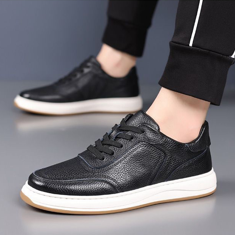 Size 41-44 Men's casual artificial leather shoes boys single shoes Daddy business lace-up shoes students PU Leather driving shoes black work shoes