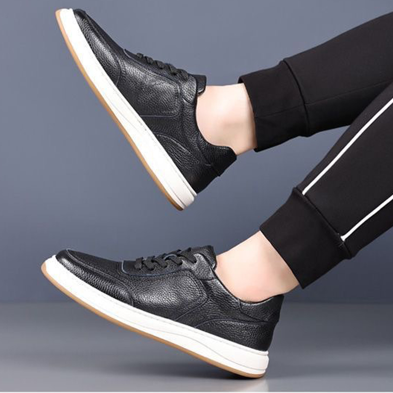 Size 41-44 Men's casual artificial leather shoes boys single shoes Daddy business lace-up shoes students PU Leather driving shoes black work shoes