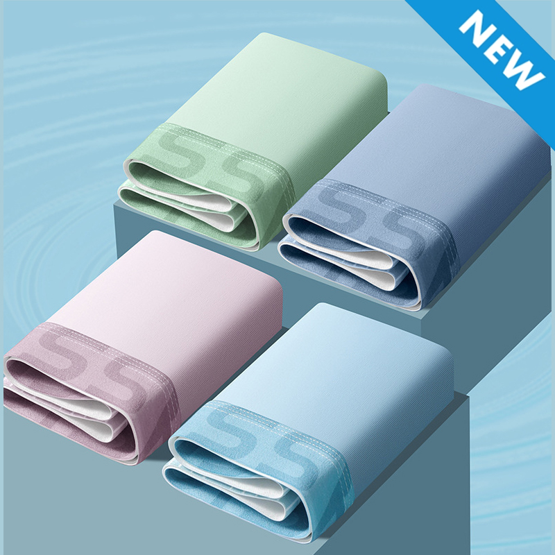Large size XL-4XL 4PC men's clothing underwear boys' Ice silk boxers breathable boxer briefs students shorts clothes