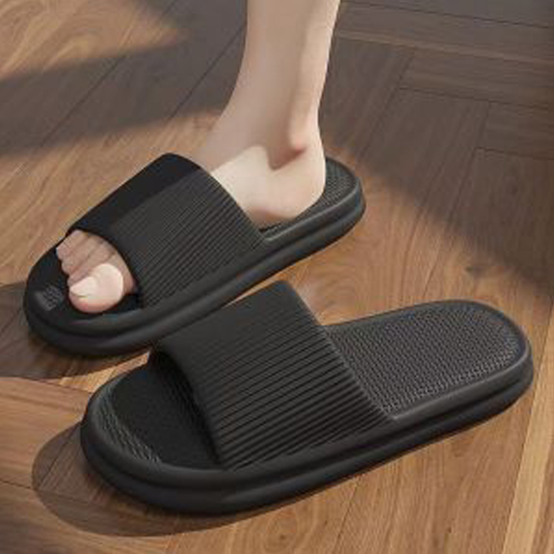 Thor size 40-45 Men's shoes women's bathroom bath non-slip wear-resistant soft bottom slippers students thick soled couple sandals open shoes soft black slippers
