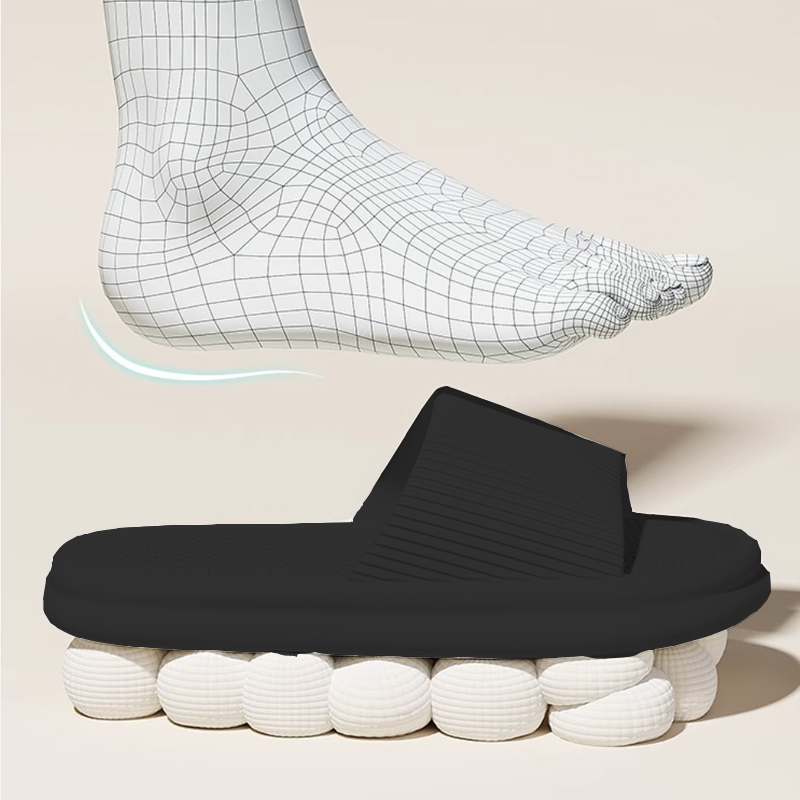 Thor size 40-45 Men's shoes women's bathroom bath non-slip wear-resistant soft bottom slippers students thick soled couple sandals open shoes soft black slippers