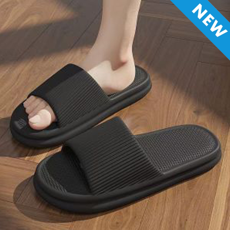 Thor size 40-45 Men's shoes women's bathroom bath non-slip wear-resistant soft bottom slippers students thick soled couple sandals open shoes soft black slippers
