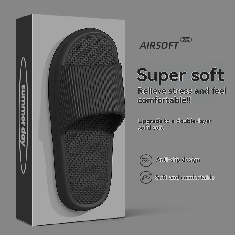Thor size 40-45 Men's shoes women's bathroom bath non-slip wear-resistant soft bottom slippers students thick soled couple sandals open shoes soft black slippers