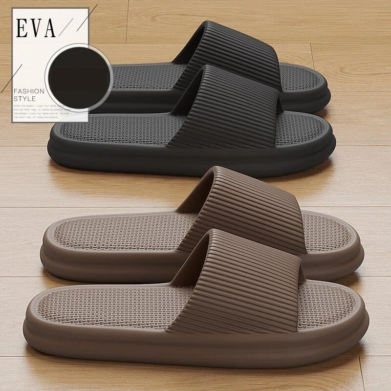 Thor size 40-45 Men's shoes women's bathroom bath non-slip wear-resistant soft bottom slippers students thick soled couple sandals open shoes soft black slippers
