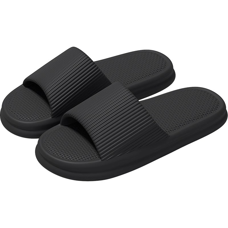 Thor size 40-45 Men's shoes women's bathroom bath non-slip wear-resistant soft bottom slippers students thick soled couple sandals open shoes soft black slippers