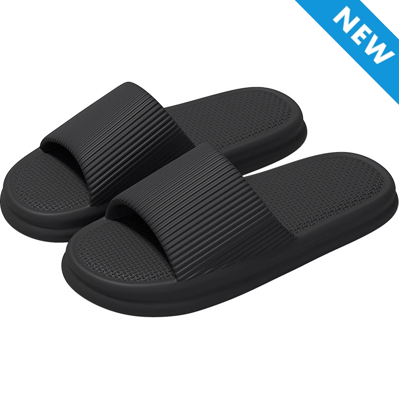 Thor size 40-45 Men's shoes women's bathroom bath non-slip wear-resistant soft bottom slippers students thick soled couple sandals open shoes soft black slippers