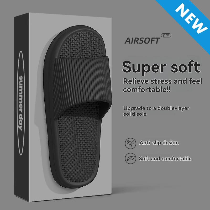 Thor size 40-45 Men's shoes women's bathroom bath non-slip wear-resistant soft bottom slippers students thick soled couple sandals open shoes soft black slippers