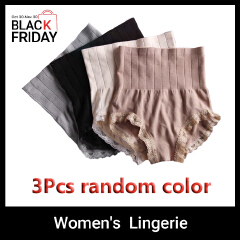 Thor 3 Pcs Women's underwear high-waist postpartum tummy tuck pants ladies hip Lift body sculpting pants Girls' lace panties Comfortable body briefs students Lingerie