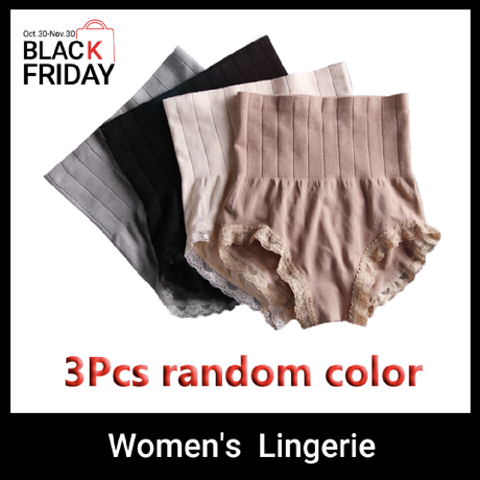Thor 3 Pcs Women's underwear high-waist postpartum tummy tuck pants ladies hip Lift body sculpting pants Girls' lace panties Comfortable body briefs students Lingerie
