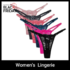 Thor 4Pcs Women's low-rise panties solid color thong Girls Invisible briefs underwear clothing Ladies super soft Hollow out lace panties