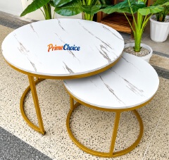 【PROMOTION!】  Round Nesting Coffee Table Set Of 2  tables with Marble effect High Quality Modern Bree Strong Nordic luxury Durable Classic Sitting Room Coffee Table