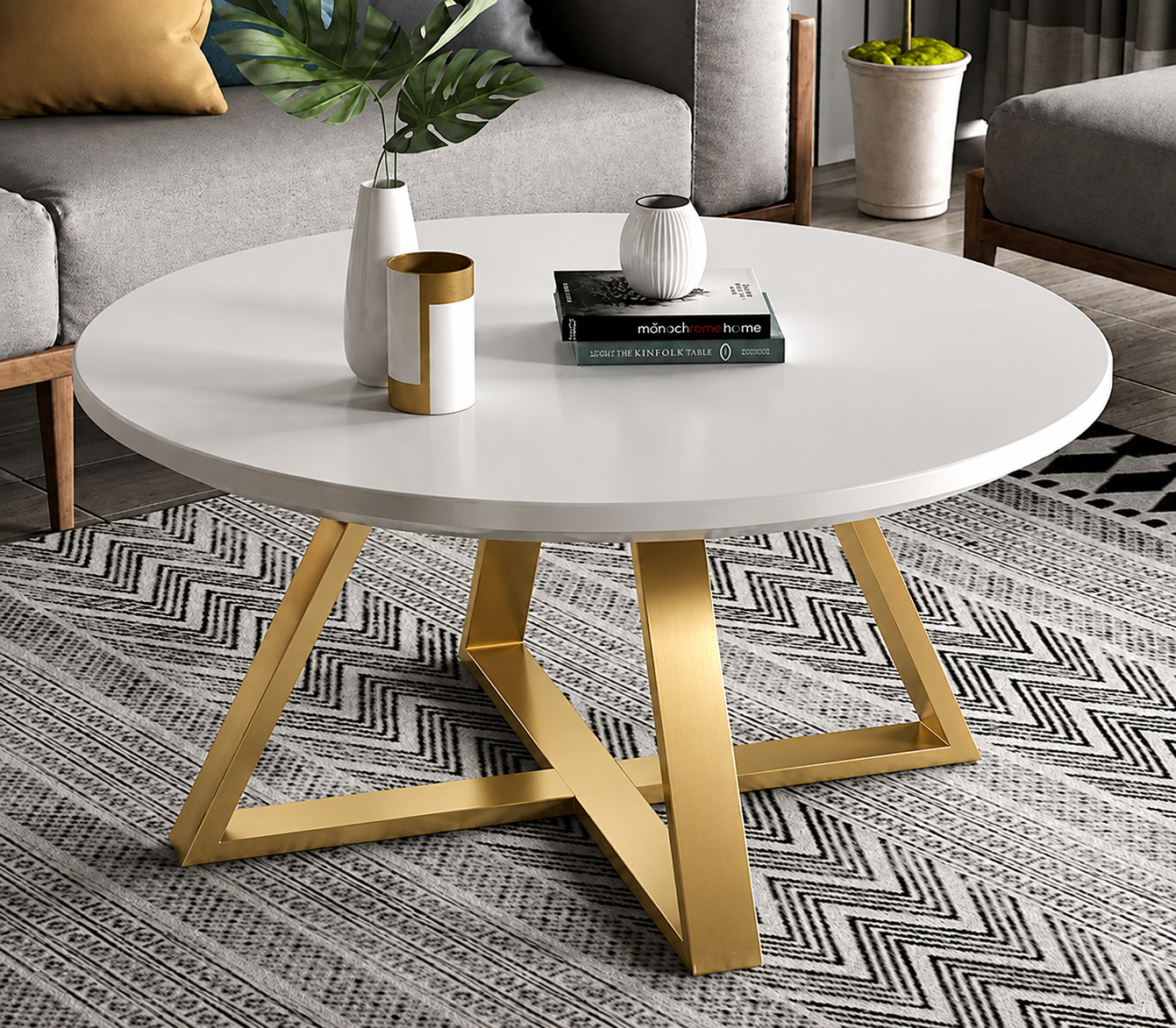 Round Nesting Coffee Table  with Marble effect High Quality Modern Bree Strong Nordic Metallic Stand luxury Durable Classic Sitting Room Coffee 1 Round Table