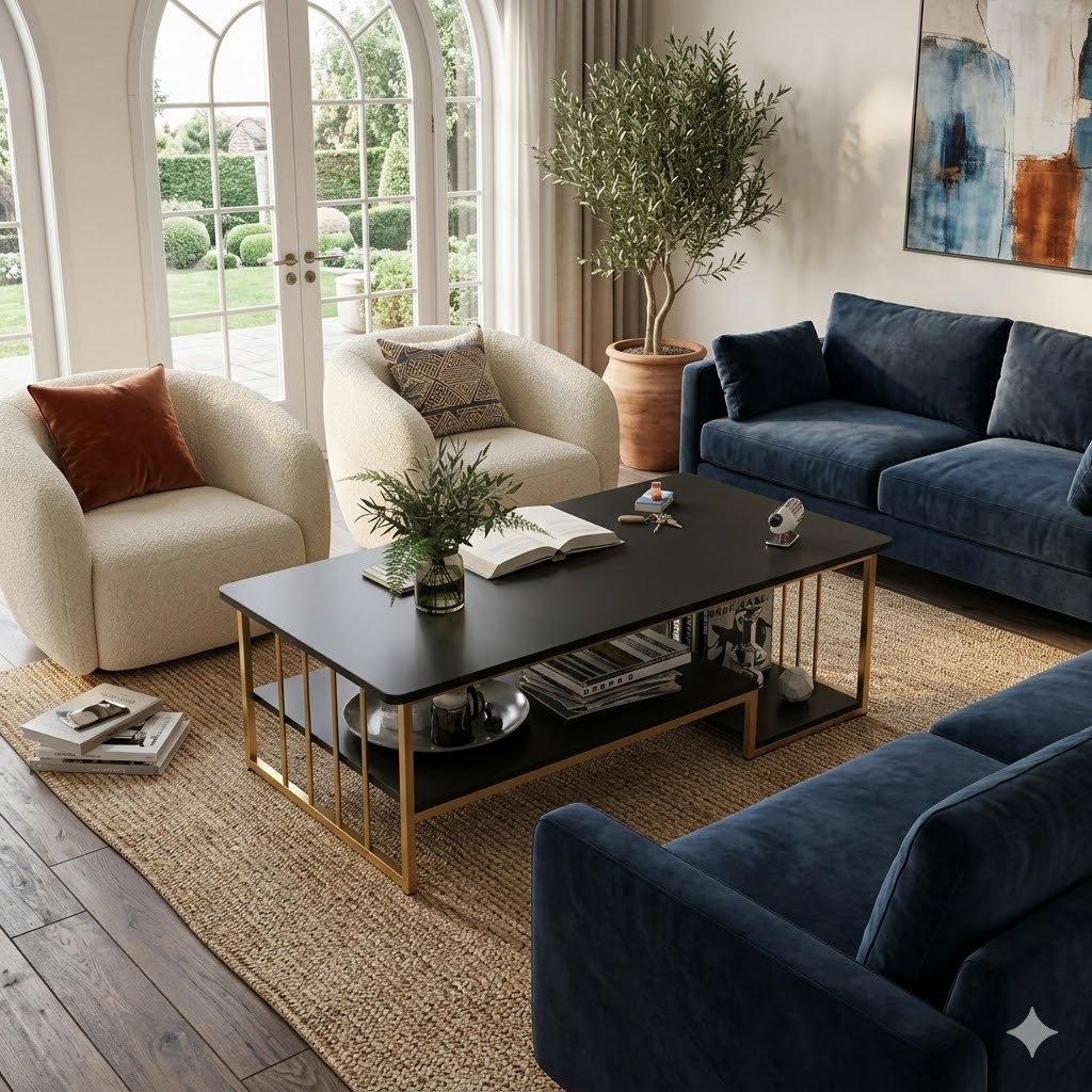 PROMOTION!  Modern 4ft x 2ft  Luxury Black Coffee Table Stylish Living Room Center Table with Durable Design & Elegant Finish