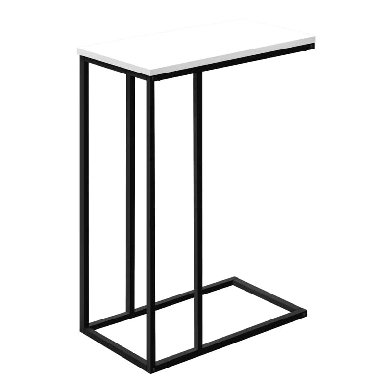 【Promotion】 Sasha C-Shaped Side Table – Portable White Top with Gold Metal Frame for Sofa, Bedside, Laptop & Snack Use