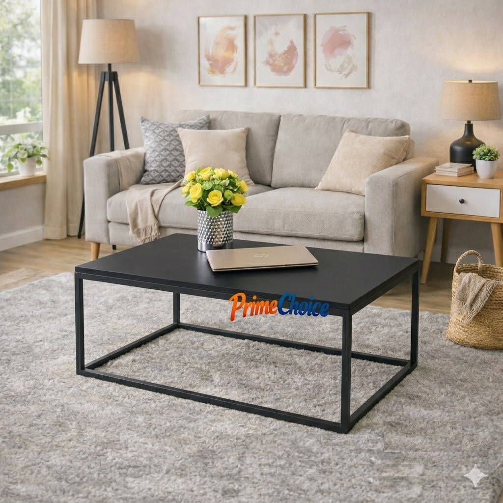 Felly Coffee Table – Modern White Top with Gold Frame
