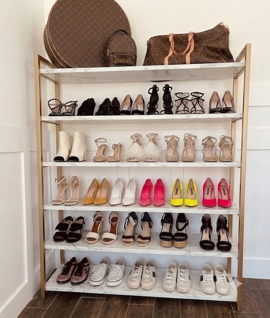 【Promotion】 Metallic high quality 6 layer shoe rack Organizer Durable Stainless Steel  Shoe Storage Tower for Home Entryway Closet and Living Room