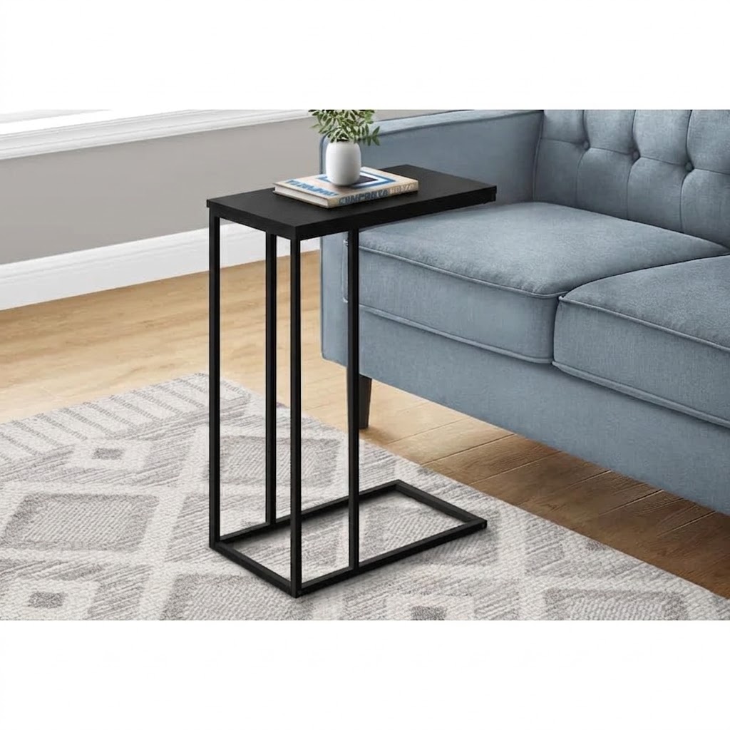 【Promotion】 Sasha C-Shaped Side Table – Portable White Top with Gold Metal Frame for Sofa, Bedside, Laptop & Snack Use