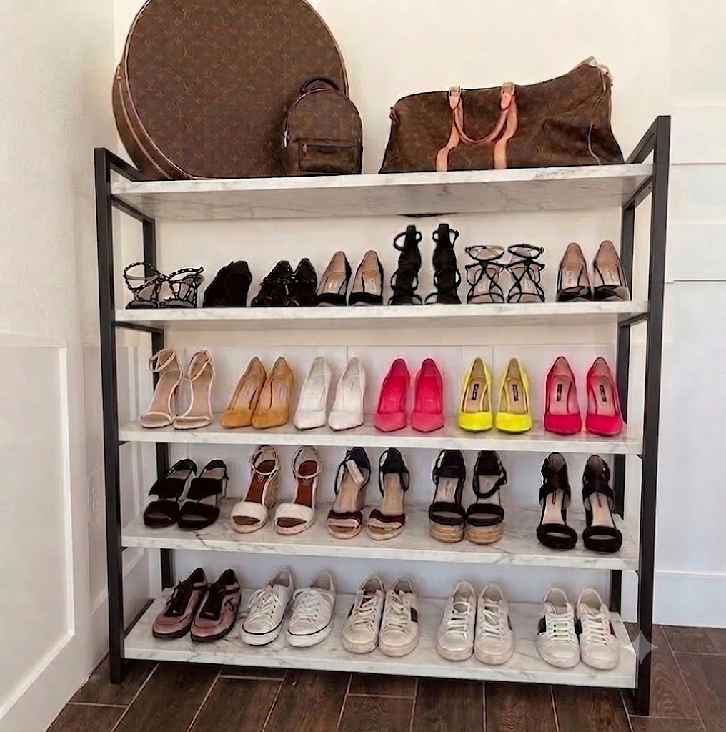 【Promotion】 Metallic high quality 6 layer shoe rack Organizer Durable Stainless Steel  Shoe Storage Tower for Home Entryway Closet and Living Room