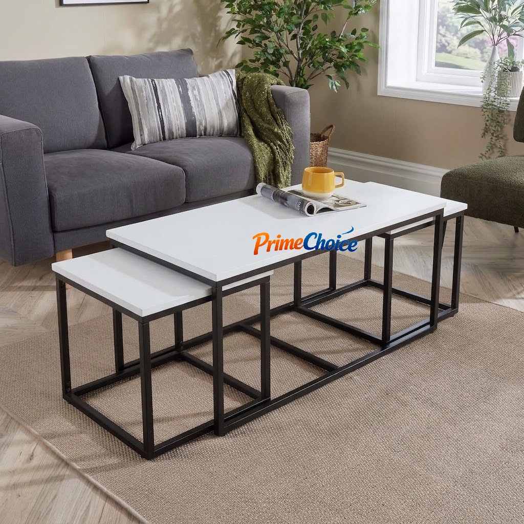 [SPECIAL OFFER] Modern 4ft x 2ft Big Coffee Table Plus 2 small Nordic Nesting tables Stylish Living Room Center Table with Elegant & Durable Finish