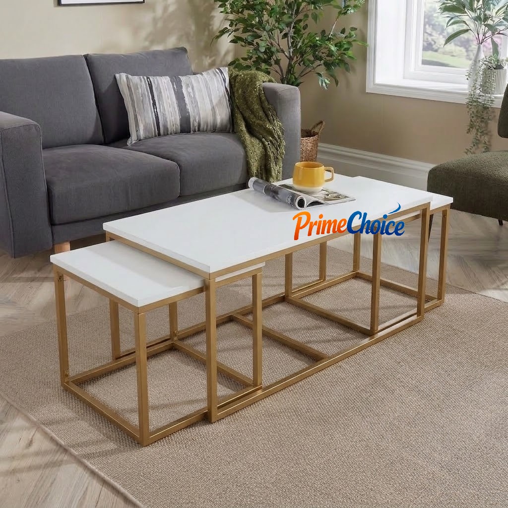 [SPECIAL OFFER] Modern 4ft x 2ft Big Coffee Table Plus 2 small Nordic Nesting tables Stylish Living Room Center Table with Elegant & Durable Finish