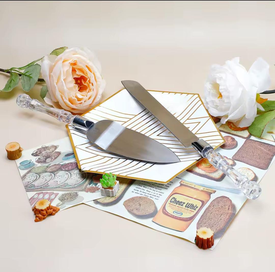 2 Pieces Stainless Steel Kitchen Cake Cutter and Pie Spatula Set in Silver – Durable Baking Tools for Slicing and Serving Cakes and Pies at Home