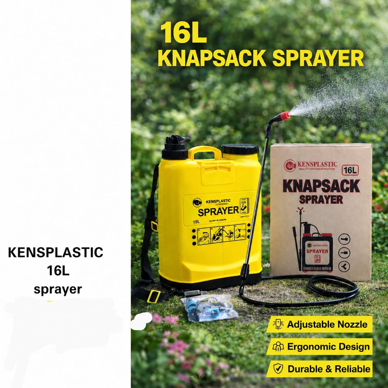 High Quality Double Heavy Duty Plastic Knapsack Sprayer 20L & 16L – Kensplastic Farm Sprayer with Adjustable Nozzle, Ergonomic Design for Agriculture & Animal Spraying