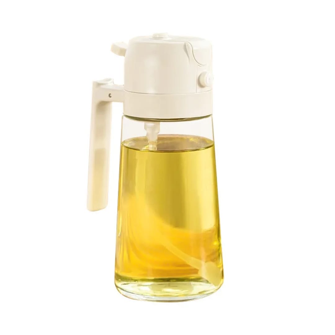 470ml Dual Oil Dispenser and Sprayer, Refillable Cooking Oil Bottle for Pouring and Spraying, Multipurpose Kitchen Accessory for Food Preparation, Cooking, Baking and Salad Dressing