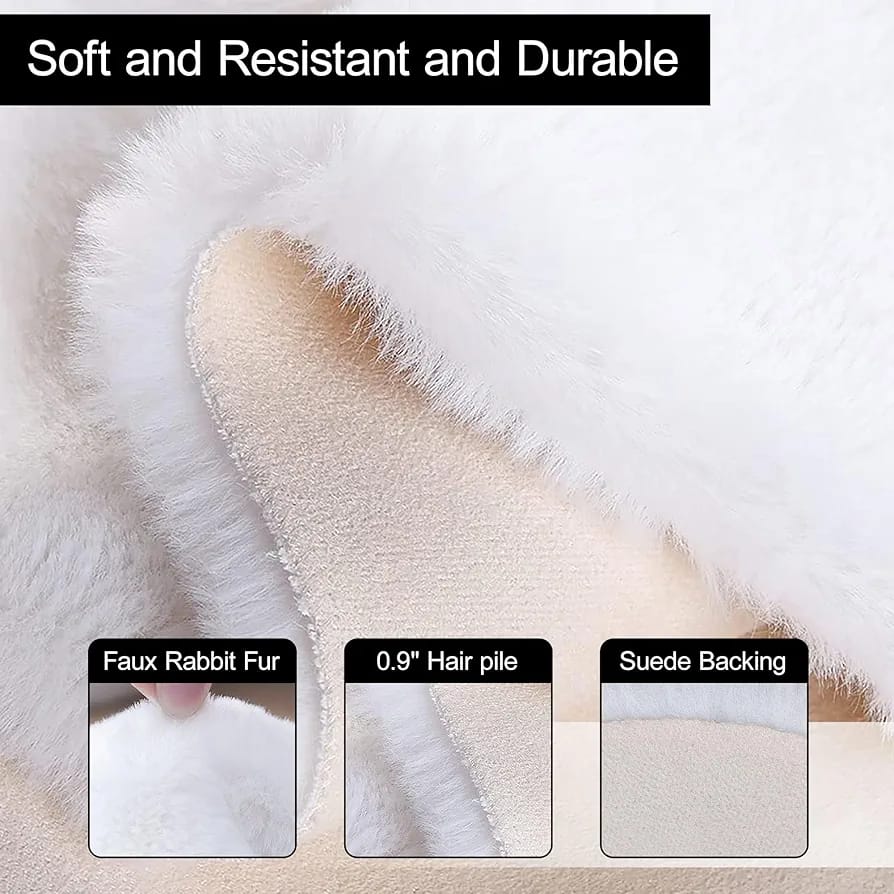 6 × 7ft  Modern Luxury Nordic Style Rabbit Fur Carpet – Ultra-Soft, Smooth and Comfortable Decorative Floor Rug for Bedroom, Living Room and Home Décor
