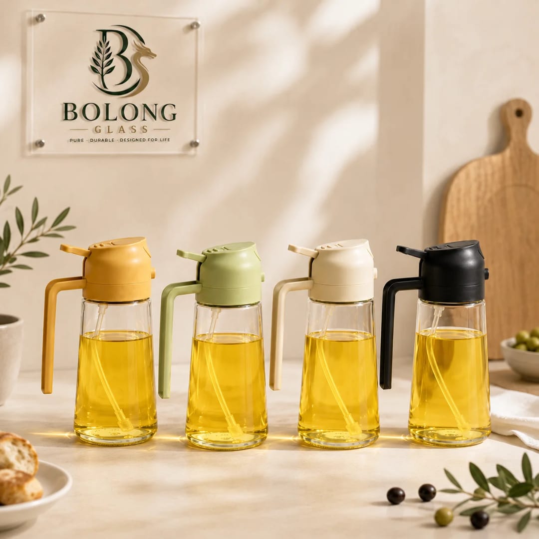 470ml Dual Oil Dispenser and Sprayer, Refillable Cooking Oil Bottle for Pouring and Spraying, Multipurpose Kitchen Accessory for Food Preparation, Cooking, Baking and Salad Dressing