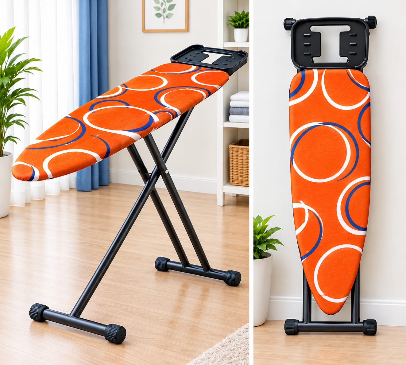 Heavy-Duty Metallic Foldable Ironing Board – Portable and Height-Adjustable Ironing Table with Sturdy Metal Frame, Space-Saving Folding Design for Home Laundry, Clothes Pressing and Everyday Household