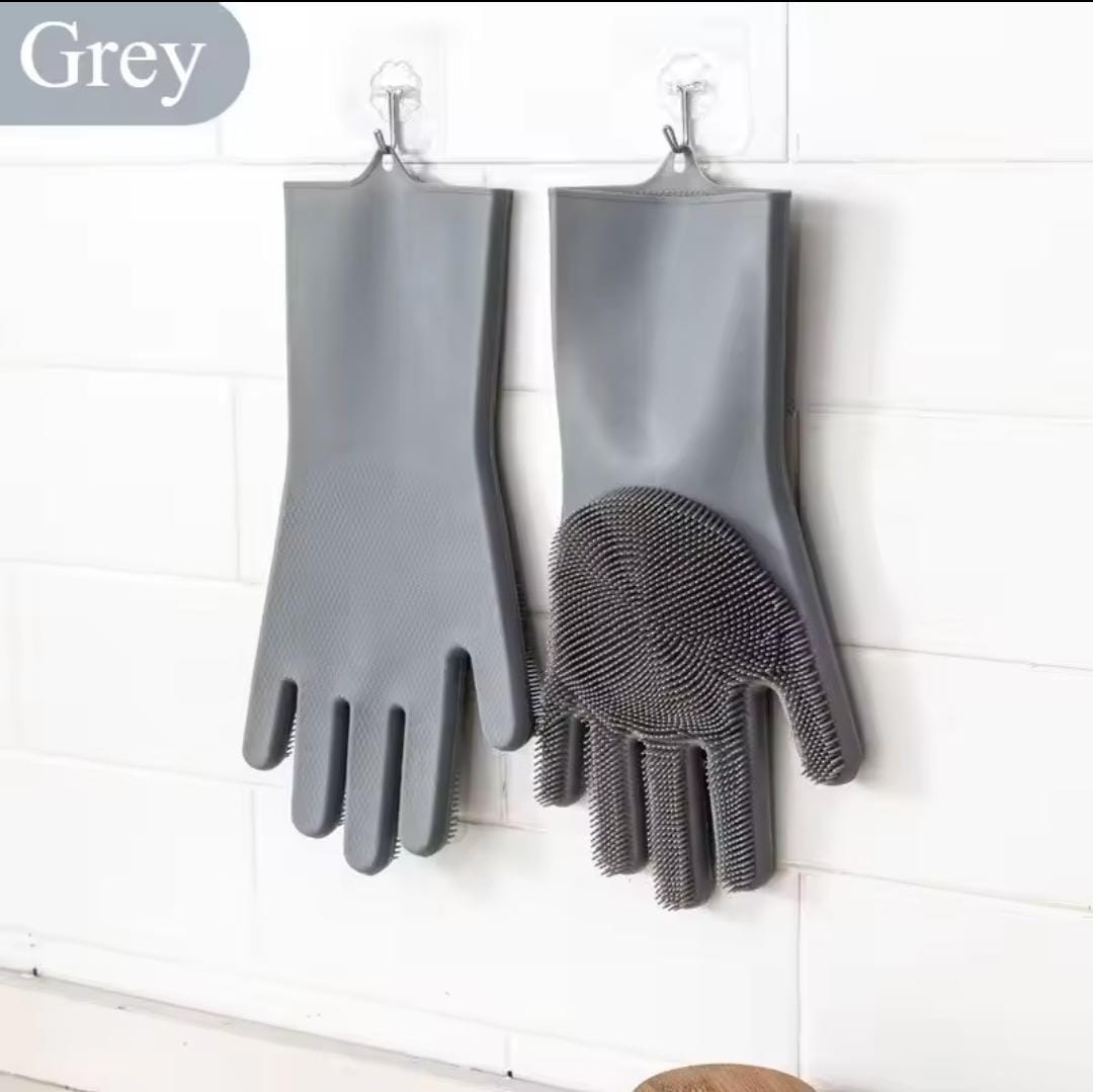 2 Pcs Silicone Washing Gloves – Reusable Household Cleaning Gloves for Washing Dishes, Kitchen Utensils, Bathroom Cleaning and General Home Chores, Flexible Hand Protection for Everyday Cleaning Tasks