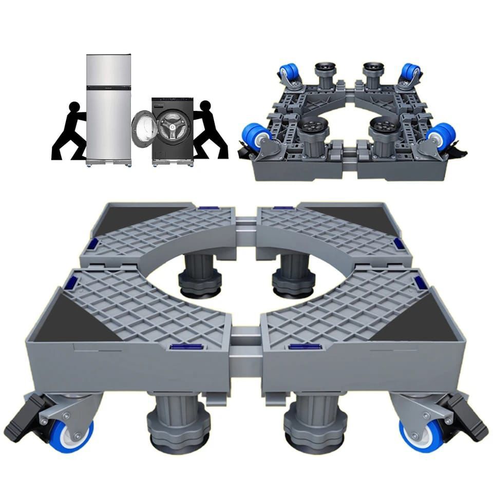Heavy Duty Washing Machine Stand, Adjustable Fridge Base and Cooker Stand, Strong Appliance Support Platform for Washing Machines, Refrigerators and Cookers, Raised Storage and Easy-Move Appliance Bas
